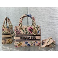 Dior Medium Lady D-Lite Bag in pink Multicolor Petites Fleurs Embroidery 2023