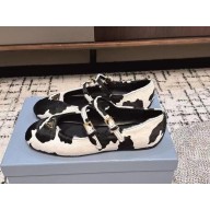 PRADA Printed leather ballerinas 1F794N white/black 2025