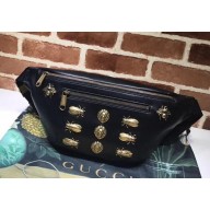 Gucci Animal Studs Leather Belt Bag 484683 Black 2018