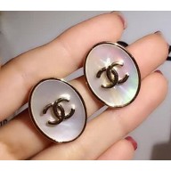 Chanel CC Studded Earrings White/Gold 2018