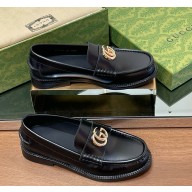 Gucci Women's Double G loafer 816333 Black leather 1125-2024