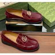 Gucci Women's Double G loafer 816333 Gucci Rosso Ancora red leather 1125-2024