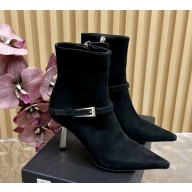 Saint Laurent Botines Lee de piel suede leather BLACK heel 7.5cm 1125-2024