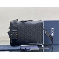 Dior black CD Diamond Canvas and Smooth Calfskin Lingot Messenger Bag 2023