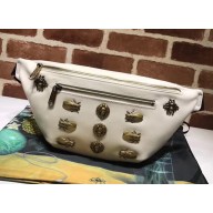 Gucci Animal Studs Leather Belt Bag 484683 White 2018
