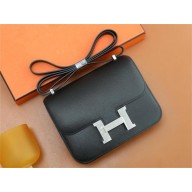 Hermes Constance 18 Bag in original Epsom Leather noir with silver hardware(handmade)