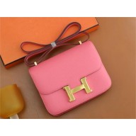 Hermes Constance 18 Bag in original Epsom Leather rose azalee with gold hardware(handmade)