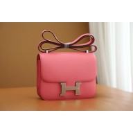 Hermes Constance 18 Bag in original evercolor Leather rose azalee with silver hardware(handmade)