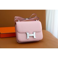 Hermes Constance 18 Bag in MYSORE leather ROSE SAKURA WITH SILVER HARDWARE (HANDMADE)
