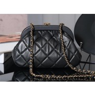 chanel Lambskin & Gold-Tone Metal black clutch AS4717 2024