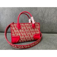 Valentino Garavani Le Quatrième small shopping bag in Toile Iconographe beige/red 2023