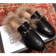 Gucci Princetown Leather Fur Slipper Black