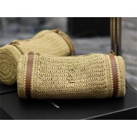 Saint Laurent Sade Mini Tube Bag in Raffia Straw Beige 2024 699704(original quality)