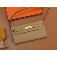 Hermes Kelly Classique To Go wallet in epsom leather chai/ mauve sylvestre with gold hardware(original quality+handmade)
