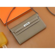 Hermes Kelly Classique To Go wallet in epsom leather etoupe with silver hardware(original quality+handmade)