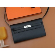Hermes Kelly Classique To Go wallet in epsom leather black with silver hardware(original quality+handmade)