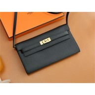 Hermes Kelly Classique To Go wallet in epsom leather black with gold hardware(original quality+handmade)
