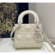 DIOR Latte Cannage Calfskin with Diamond Motif Micro Lady Dior Bag 2023
