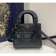 DIOR BLACK Cannage Calfskin with Diamond Motif Micro Lady Dior Bag 2023