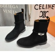 Hermes Veo ankle boots suede leather in Black 2024
