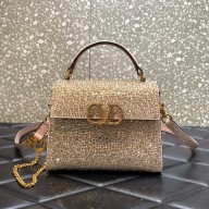 Valentino Mini VSling Bag with Sparkling Crystal Embroidery pink gold 2022 