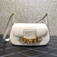 Valentino VLogo Chain Calfskin Shoulder Bag white 2022 0080