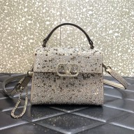Valentino Mini VSling Bag with Sparkling Crystal Embroidery silver 2022 