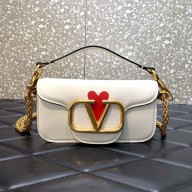 Valentino Locò Small valentine's Calfskin Shoulder Bag white 2022