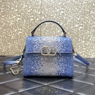 Valentino Mini VSling Bag with Sparkling Crystal Embroidery Gradient blue 2022 