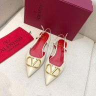 Valentino VLOGO Calfskin Slingback FLATS WHITE/RED 2020
