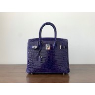 hermes niloticus leather birkin 30 bag with silver hardware bleu encre(M3)