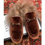 Gucci Princetown Jordaan Fur Wool Slipper Velvet Caramel 2018