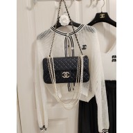 Chanel Limited Edition Westminster Pearl Chain Flap Bag in Quilted Lambskin 2023