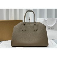 The Row Geo Margaux Top-Handle Bag in Grained Leather Gray