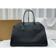 The Row Geo Margaux Top-Handle Bag in Grained Leather Black