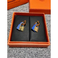 hermes lock earrings blue 2021