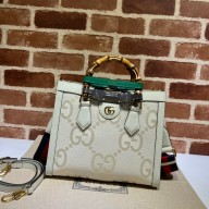 Gucci off white canvas Diana jumbo GG small tote bag 702721 2022