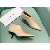 THE ROW Bourgeoise leather ankle boots in beige 2024