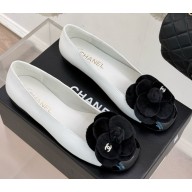 Chanel camellia sheepskin Ballet Flats black/white 2025