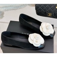 Chanel camellia suede sheepskin Ballet Flats black/white 2025