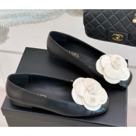 Chanel camellia sheepskin Ballet Flats black/white 2025ss