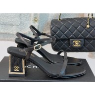 Chanel lambskin sandals with cc logo heel black 1205-2024