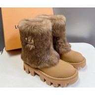 Louis Vuitton women/men platform DR. MARTENS suede with shearling Brown 2024