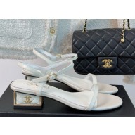 Chanel lambskin sandals with cc logo heel white 1205-2024ss