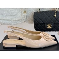 Chanel patent calfskin Slingbacks with cc logo beige 2025