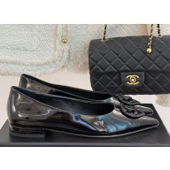Chanel patent calfskin Ballet Flats with cc logo black 2025