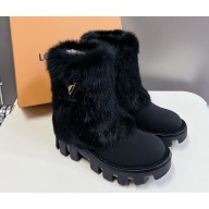 Louis Vuitton women/men platform DR. MARTENS suede with shearling Black 2024