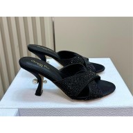 Dior Tribales Heeled Slide in black calfskin 2024