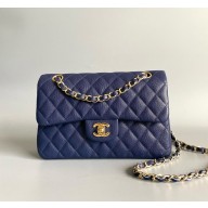 Chanel 1117 Classic Flap Handbag in Caviar Leather dark blue with silver Hardware 1112-2024