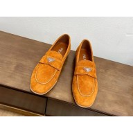 Prada women's suede leather  Loafers in cognac 2024